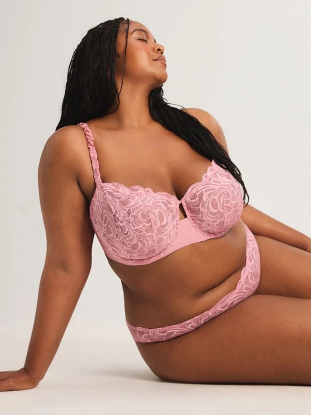 NWT Savage X Fenty‎ Lace Flow Unlined Balconette Bashful Berry 42C D71